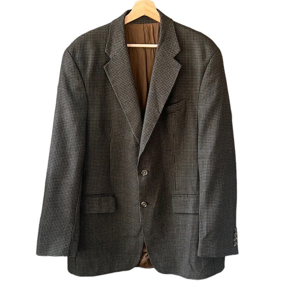 Polo University by Ralph Lauren 100% Wool Gingham Classic Black Brown Blazer 42